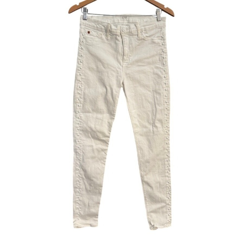 HUDSON Nico Super Skinny Midrise White Studded Jeans Size 29